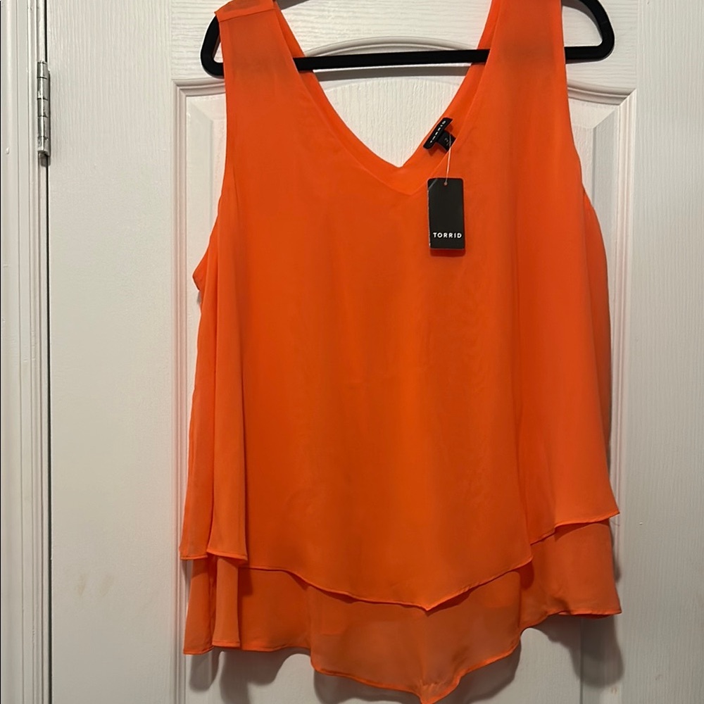 Torrid Orange Asymmetrical Tiered Tank Top